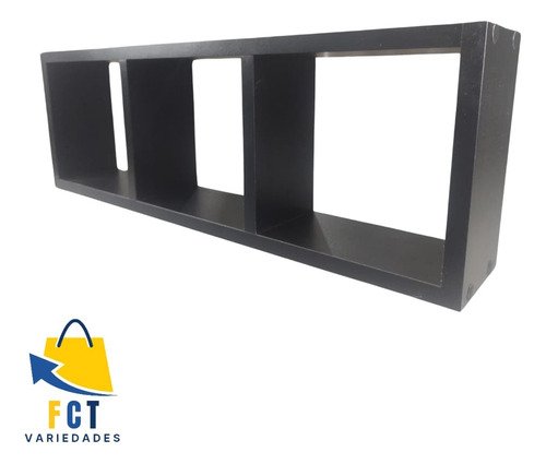 Nicho Preto com 3 Compartimentos Mdf Decorativo Organizador - 2