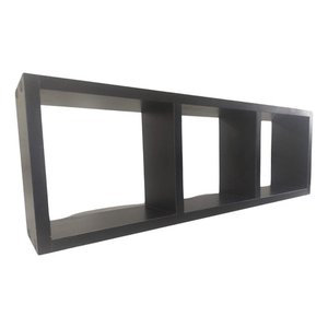Nicho Preto com 3 Compartimentos Mdf Decorativo Organizador