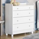 Ver imagem 2 de Cômoda Infantil 4 Gavetas Doce Sonho Branco com Trocador e Pés - Qmovi