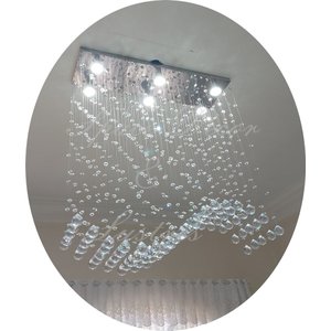 Lustre Cristal para Sala de Estar/jantar Base Inox 70x20cm:80cm