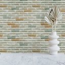 Ver imagem 1 de Papel de Parede Adesivo Tijolinho em Tons Verde e Bege 3m