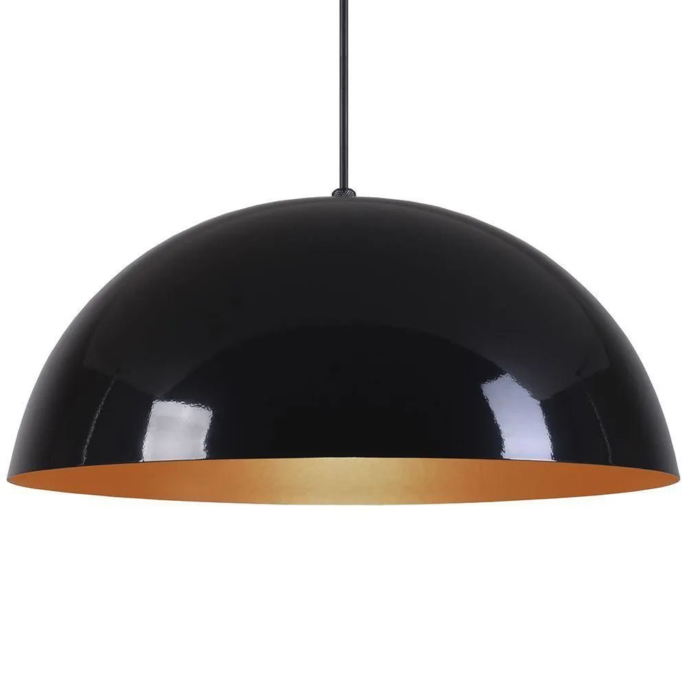 Pendente Meia Lua 50cm Luminária Alumínio Preto Fosco C/ Cobre - T&T Iluminação - 3