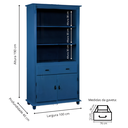 Ver imagem 4 de Estante Sevilha com 1 Gaveta e 2 Portas Pés Torneados Meyer Móveis - Azul Bic Laca