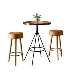 Conjunto Mesa Bistrô e 2 Banquetas Londres Salaone Marrom/Preto - 2 Conjunto Mesa Bistrô e 2 Banquetas Londres Salaone Marrom/Preto - 2