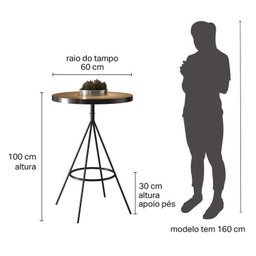 Conjunto Mesa Bistrô e 2 Banquetas Londres Salaone Marrom/Preto - 6 Conjunto Mesa Bistrô e 2 Banquetas Londres Salaone Marrom/Preto - 6