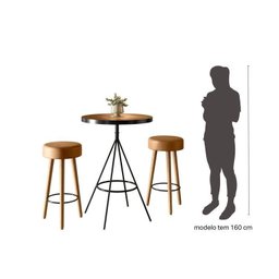 Conjunto Mesa Bistrô e 2 Banquetas Londres Salaone Marrom/Preto - 5 Conjunto Mesa Bistrô e 2 Banquetas Londres Salaone Marrom/Preto - 5