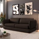 Ver imagem 2 de Sofá Living 3 Lugares 245cm Pés Madeira Dalian Couro Legítimo Marrom G52 - Gran Belo