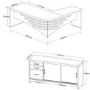Ver imagem 3 de Conjunto 2 Peças com Mesa para Escritório Diretor em L em Tamburato e Armário Multiuso Baixo com 3 Gavetas 2 Portas Carvalho Branco Marrom Artany