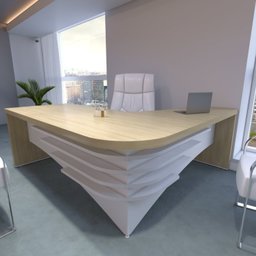 Kit 2 Peças com Mesa para Escritório Diretor em L em Tamburato e Armário Multiuso Baixo com 3 Gavetas 2 Portas - 9