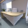 Kit 2 Peças com Mesa para Escritório Diretor em L em Tamburato e Armário Multiuso Baixo com 3 Gavetas 2 Portas - 9