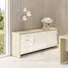 Kit 2 Peças com Mesa para Escritório Diretor em L em Tamburato e Armário Multiuso Baixo com 3 Gavetas 2 Portas - 18