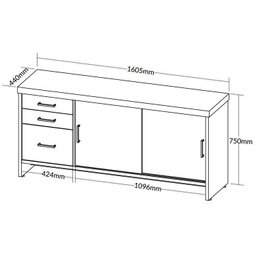 Kit 2 Peças com Mesa para Escritório Diretor em L em Tamburato e Armário Multiuso Baixo com 3 Gavetas 2 Portas - 19