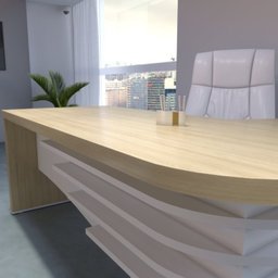 Kit 2 Peças com Mesa para Escritório Diretor em L em Tamburato e Armário Multiuso Baixo com 3 Gavetas 2 Portas - 6