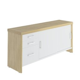 Kit 2 Peças com Mesa para Escritório Diretor em L em Tamburato e Armário Multiuso Baixo com 3 Gavetas 2 Portas - 12