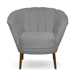 Poltrona Pétala Flor Decorativa Suede Cinza Claro - 2