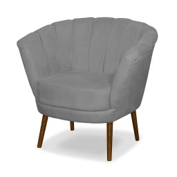 Poltrona Pétala Flor Decorativa Suede Cinza Claro - 4