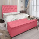 Ver imagem 4 de Kit Cabeceira e Calçadeira Baú Casal 1,40m Suede Rosa