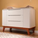 Ver imagem 6 de Quarto de Bebê Completo Com Berço Redondo e Cômoda Sambalelê - mel/branco