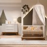 Quarto de Bebê Completo Com Berço Redondo e Cômoda Sambalelê - mel/branco - 2