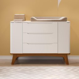 Quarto de Bebê Completo Com Berço Redondo e Cômoda Sambalelê - mel/branco - 7