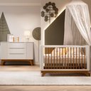 Ver imagem 1 de Quarto de Bebê Completo Com Berço Redondo e Cômoda Sambalelê - mel/branco