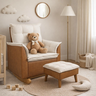 Poltrona Amamentação Balanço Descanso Madeira e Puff Lariane Nozes/bouclê R04 - D'rossi - 1