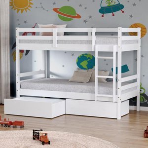 Beliche Solteiro Slim com 02 Gavetas Madeira Maciça Branco Housin