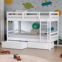 Ver imagem 1 de Beliche Solteiro Slim com 02 Gavetas Madeira Maciça Branco Housin