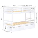 Ver imagem 4 de Beliche Solteiro Slim com 02 Gavetas Madeira Maciça Branco Housin