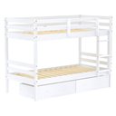 Ver imagem 3 de Beliche Solteiro Slim com 02 Gavetas Madeira Maciça Branco Housin