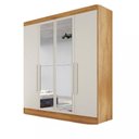 Ver imagem 2 de Guarda Roupa Solteiro com Espelho 4 Portas 3 Gavetas - Nantes-peroba-off White - Móveis Europa