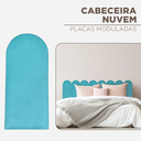 Ver imagem 2 de Cabeceira Casal Design Nuvem 45cm 7 Placas em Suede Macio:azul Bebe