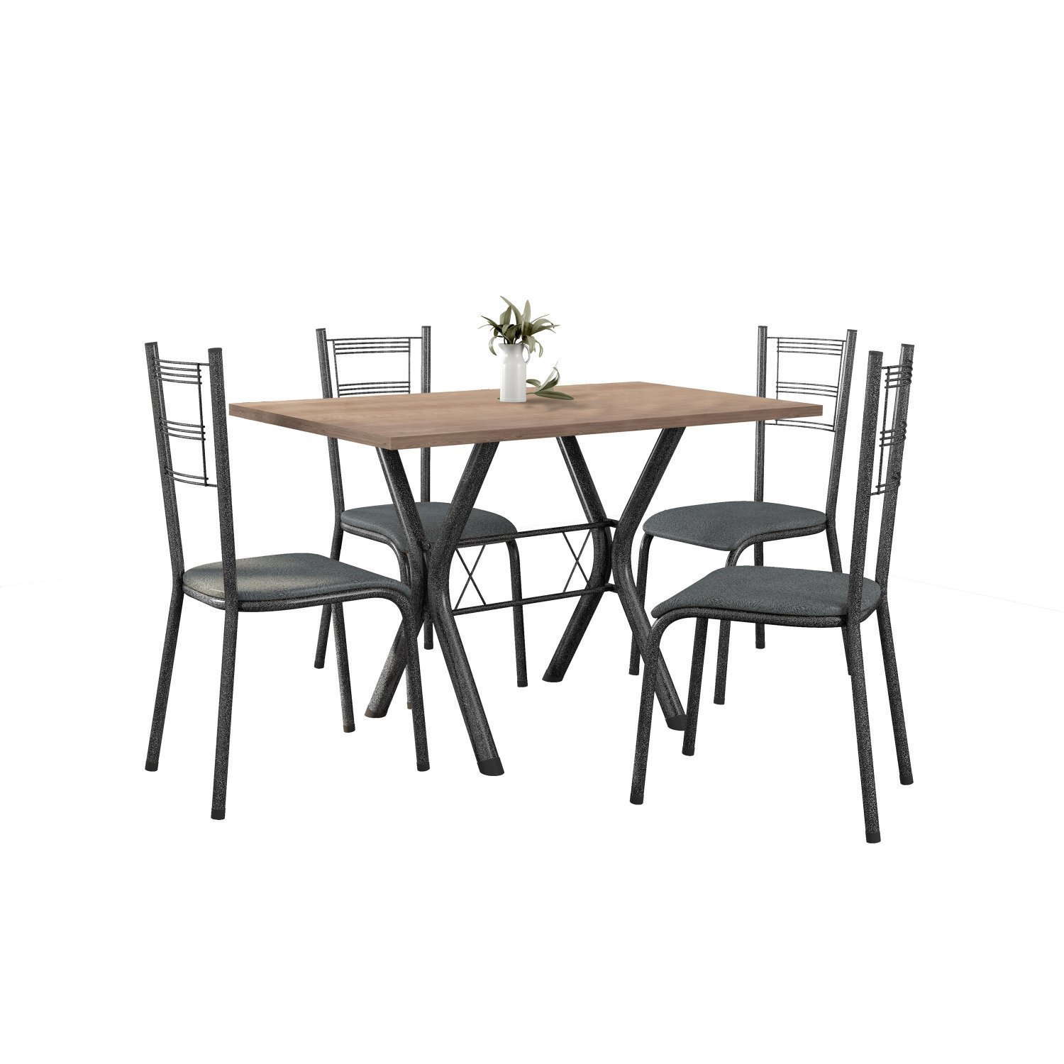 Conjunto Mesa de Jantar 136cm Miami com 4 Cadeiras Santiago - 2