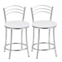 Ver imagem 1 de Kit 2 Banquetas Cromadas BC26-C A102 Cinza/Cromado/Branco