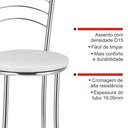 Ver imagem 5 de Kit 2 Banquetas Baixas Cromadas com Assento Estofado e Encosto para Bancada Cozinha e Área Gourmet Cinza Cromado/Branco