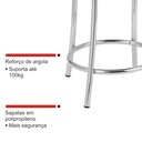 Ver imagem 4 de Kit 2 Banquetas Baixas Cromadas com Assento Estofado e Encosto para Bancada Cozinha e Área Gourmet Cinza Cromado/Branco