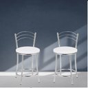 Ver imagem 2 de Kit 2 Banquetas Cromadas BC26-C A102 Cinza/Cromado/Branco