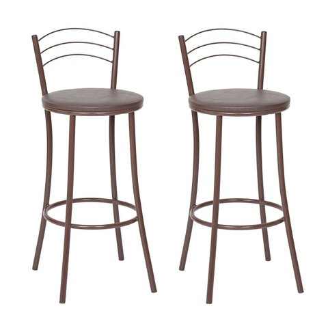 Kit 2 Banquetas de Metal com Encosto Marrom
