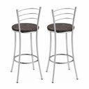 Ver imagem 7 de Kit 2 Banquetas Altas Estofadas Metal Cromado Marrom Cromado/Marrom