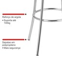 Ver imagem 5 de Kit 2 Banquetas Altas Estofadas Metal Cromado Marrom Cromado/Marrom