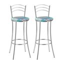 Ver imagem 7 de Kit 2 Banquetas Altas Estofadas Aço Cromado Colorido Cromado/Estampado