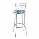 Ver imagem 6 de Kit 2 Banquetas Altas Estofadas Aço Cromado Colorido Cromado/Estampado
