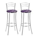 Ver imagem 2 de Kit 2 Banquetas Altas Estofadas Aço Cromado Roxo Cromado/Roxo