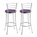 Ver mais imagens de Kit 2 Banquetas Altas Estofadas Aço Cromado Roxo Cromado/Roxo