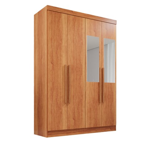 Guarda Roupa 4 Portas 2 Gavetas Mdp com Espelho Cinamomo