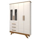 Ver imagem 3 de Guarda-roupa de Bebê Encanto 4 Portas 3 Gavetas 100% Mdf Branco Brilho/amêndoa - Panorama Móveis