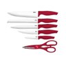 Conjunto com 5 Facas e Tesoura 6 Peças Cross Vermelho - 1
