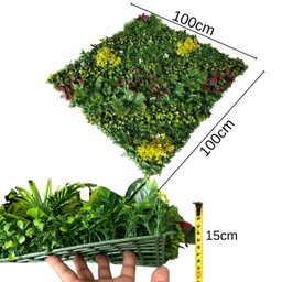 Painel 1m² Jardim Vertical Artificial com Flores para Decoração 100x100 - 3
