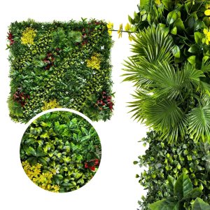 Painel 1m² Jardim Vertical Artificial com Flores para Decoração 100x100