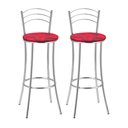 Ver imagem 2 de Kit 2 Banquetas Altas Estofadas Metal Cromado Vermelho Cromado/Vermelho